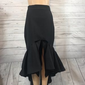 Sipaiya black ruffle hi/lo skirt